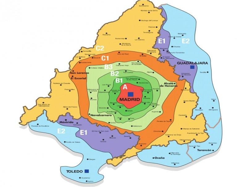 મેડ્રિડ ઝોન ટી નકશો