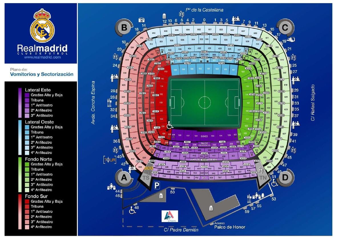 santiago bernabeu સ્ટેડિયમ નકશો