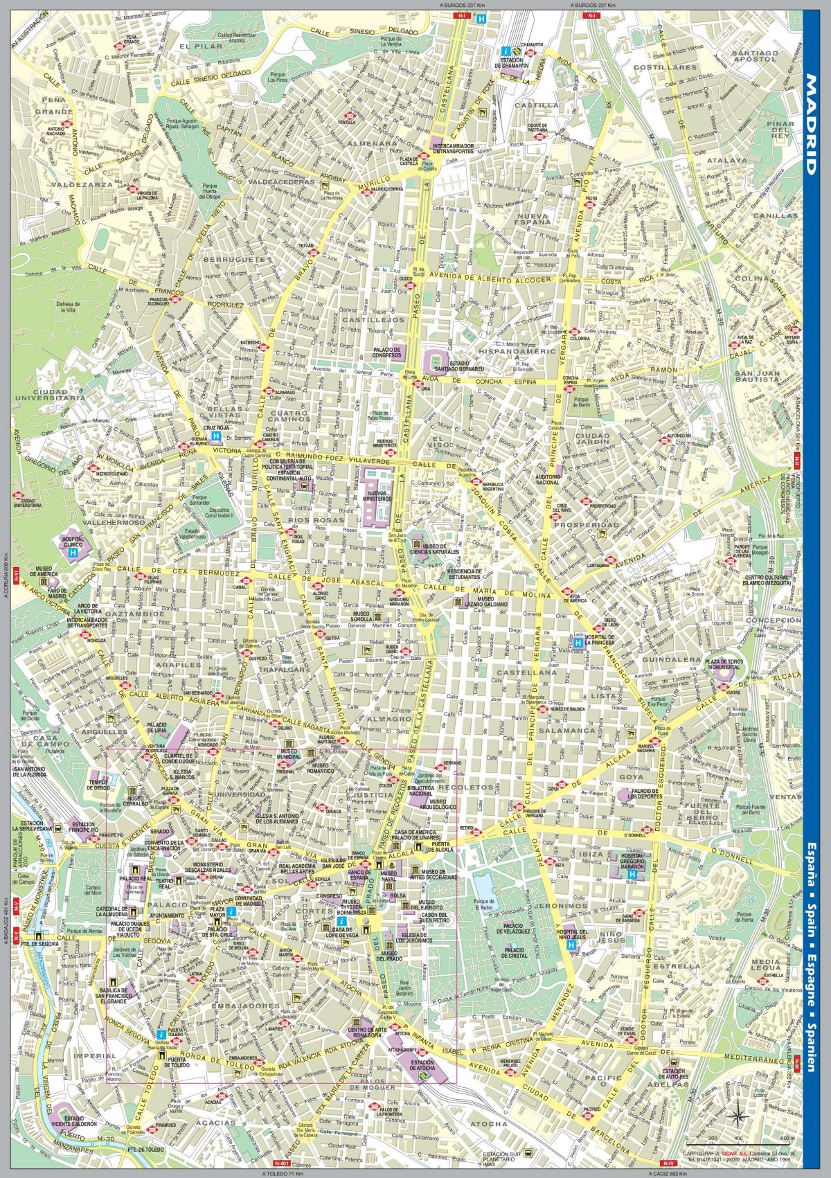 શેરી નકશો મેડ્રિડ સિટી સેન્ટર